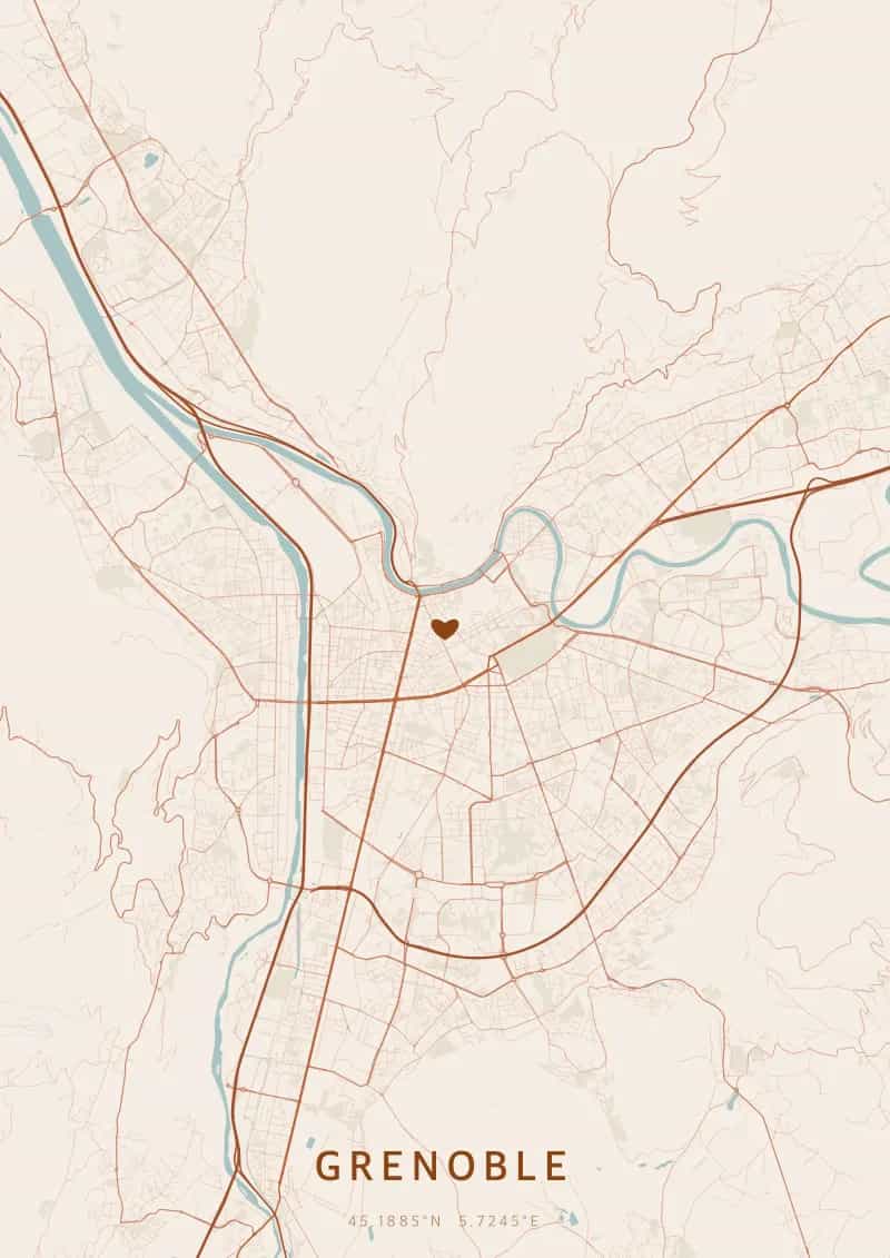 Poster de carte personnalisé de Grenoble — Grenoble
