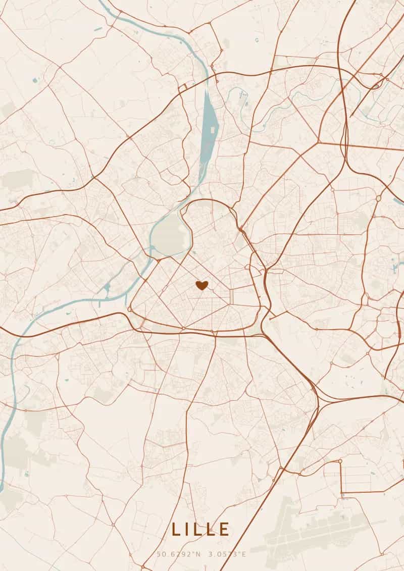 Poster de carte personnalisé de Lille — Lille