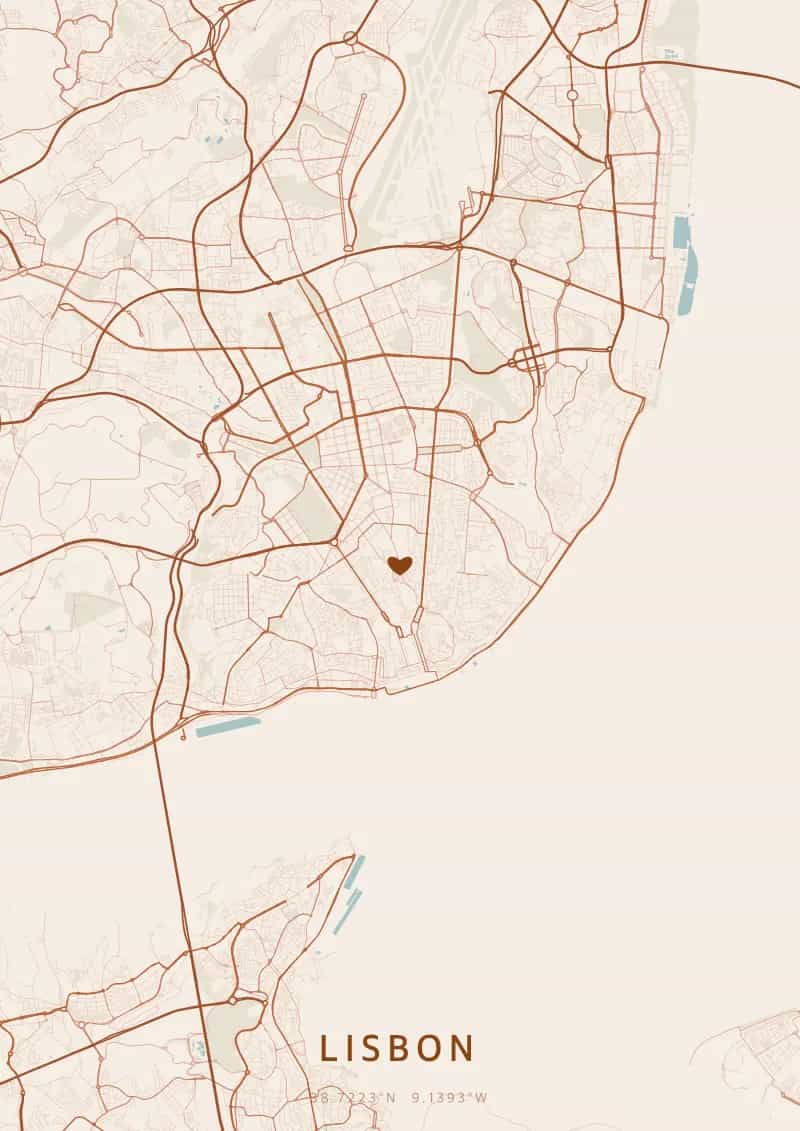 Póster de mapa personalizado de Lisboa — Lisboa