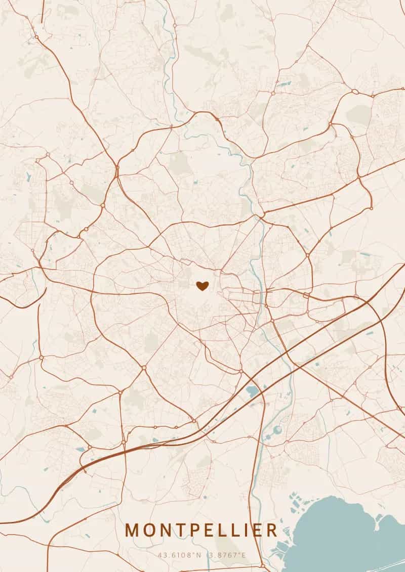 Poster de carte personnalisé de Montpellier — Montpellier