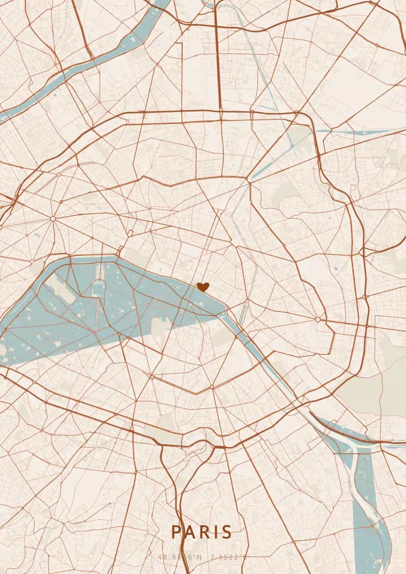 Poster de carte personnalisé de Paris — Paris