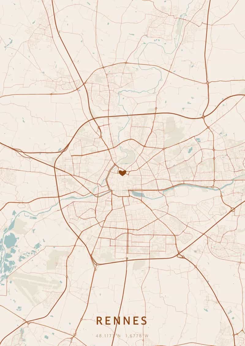 Poster de carte personnalisé de Rennes — Rennes
