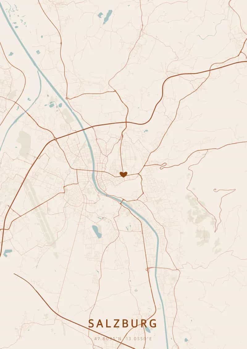 Póster de mapa personalizado de Salzburgo — Salzburgo