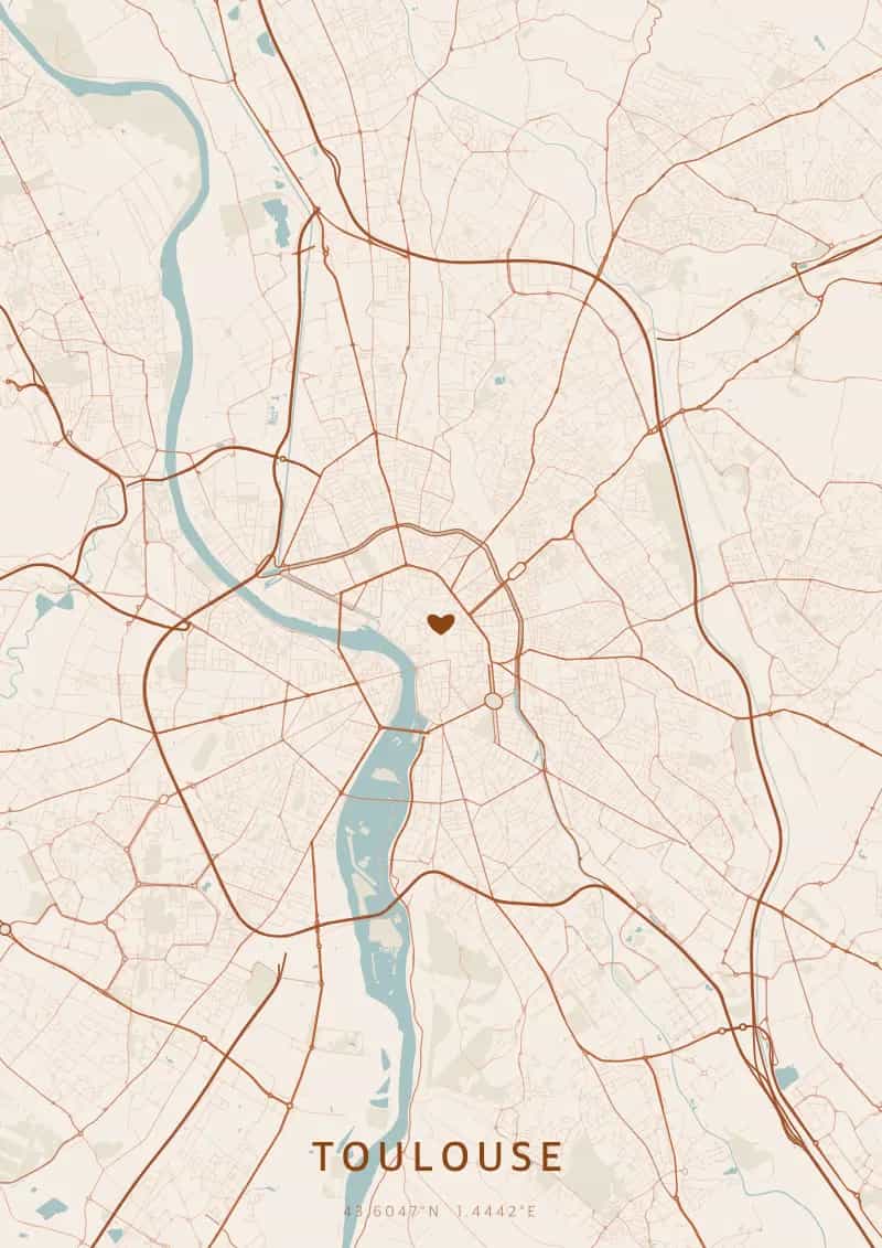 Poster de carte personnalisé de Toulouse — Toulouse