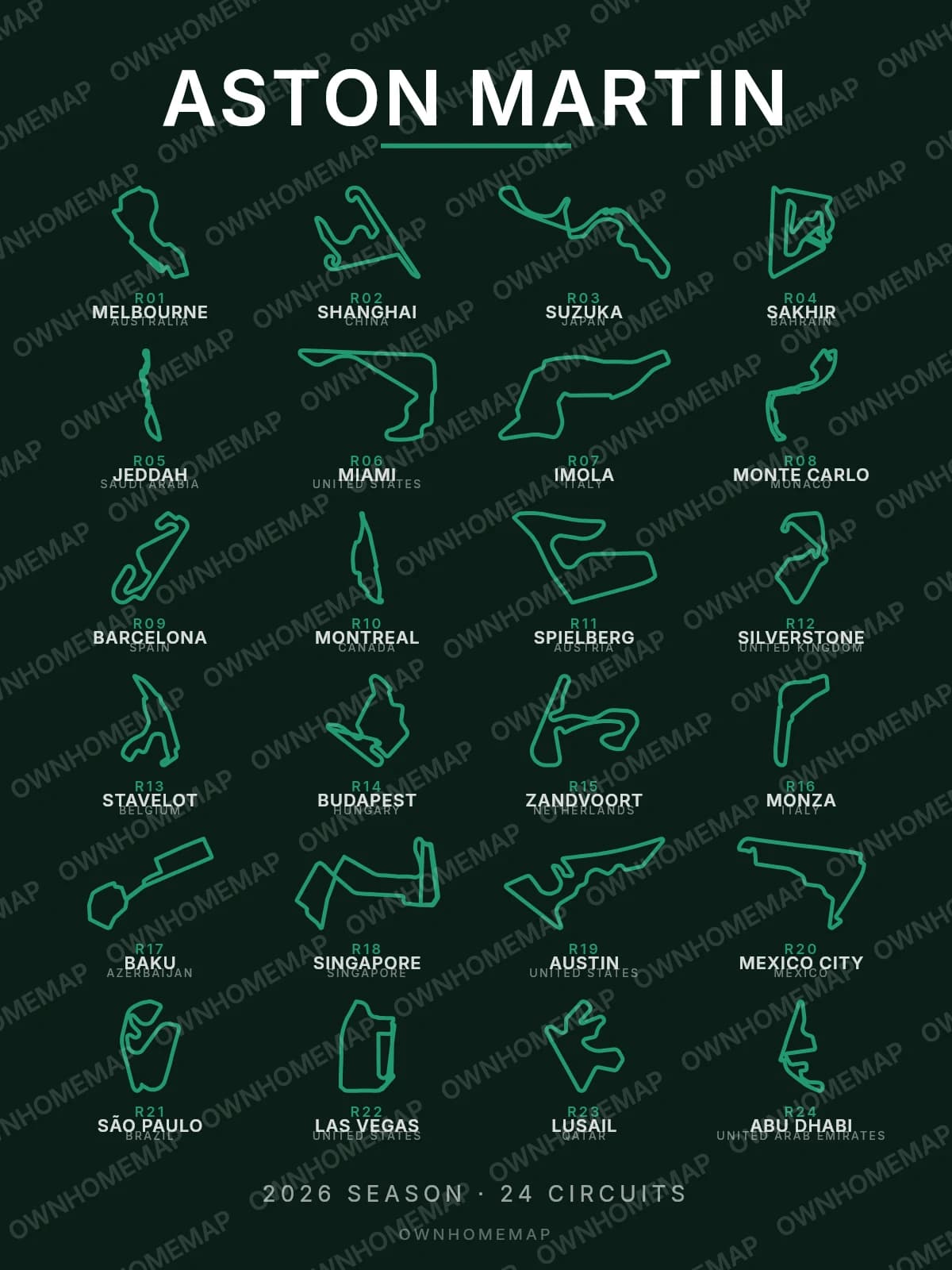Aston Martin Edition — F1 2026 Calendar
