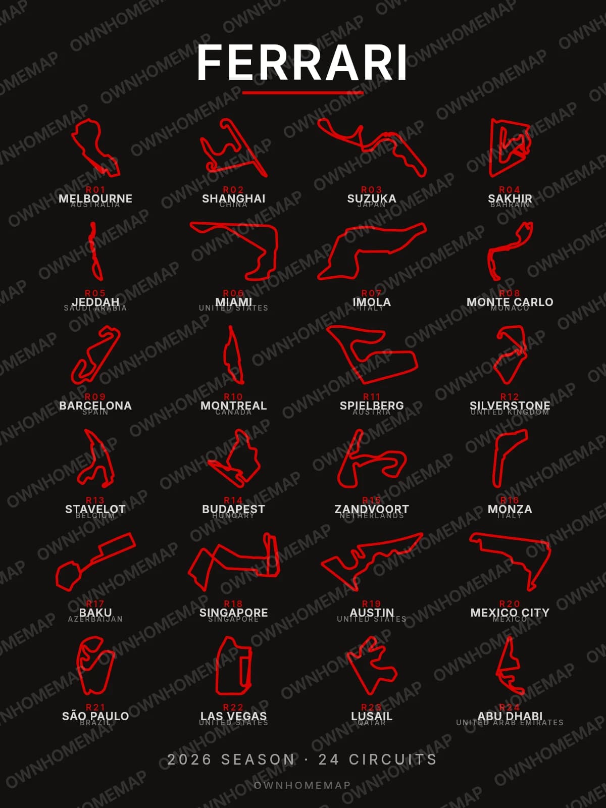 Ferrari Edition — F1 2026 Calendar