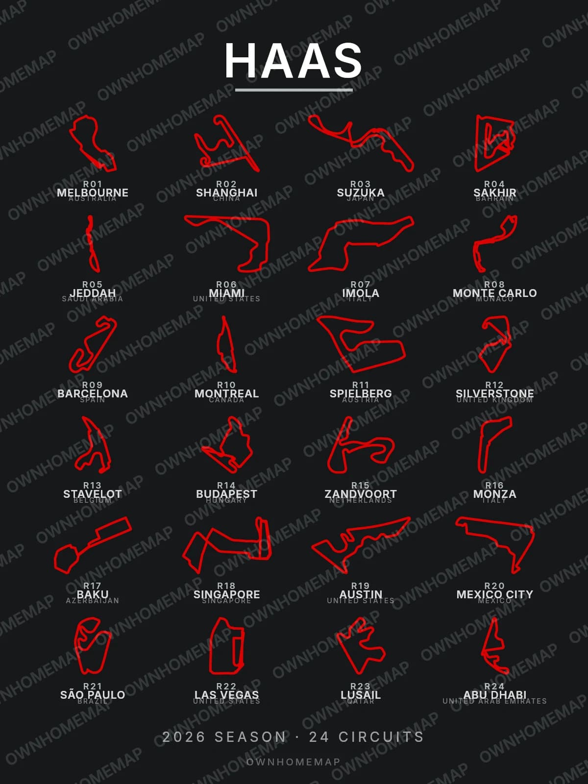 Haas Edition — F1 2026 Calendar