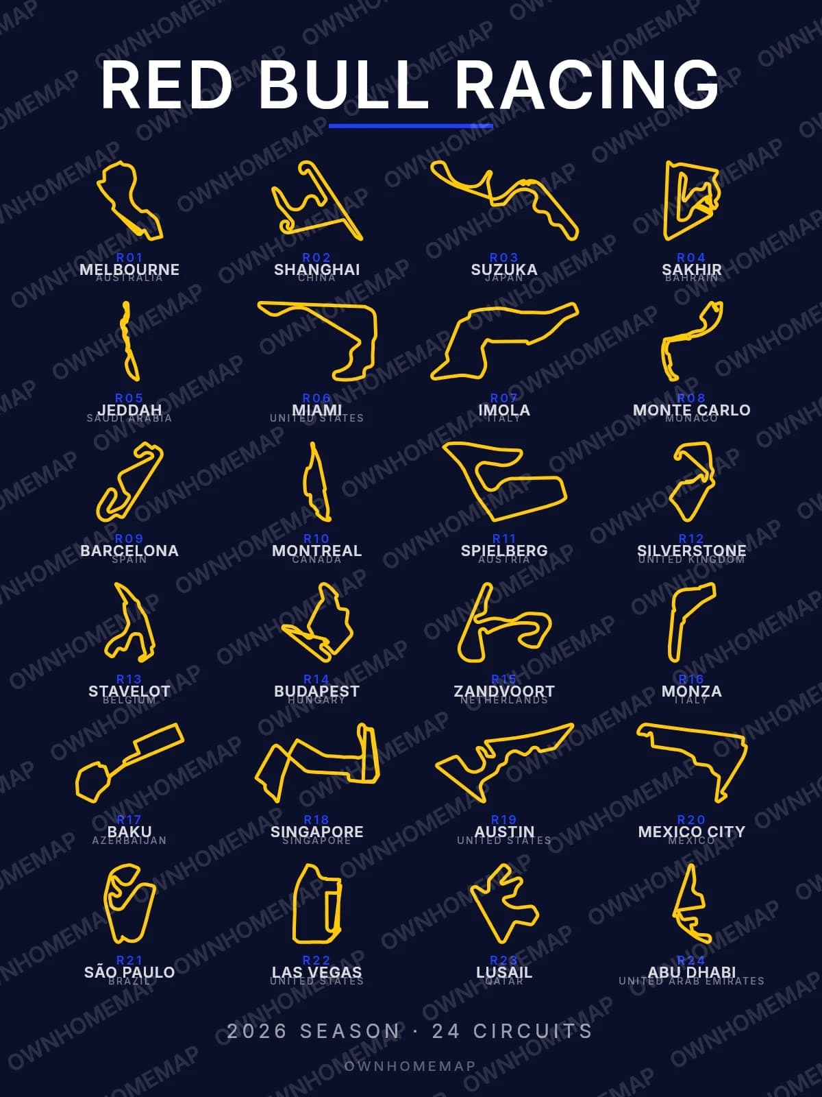 Red Bull Racing Edition — F1 2026 Calendar
