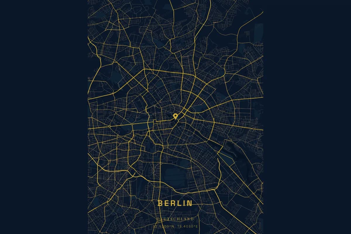 Poster de carte personnalisé de Berlin avec son réseau de rues caractéristique