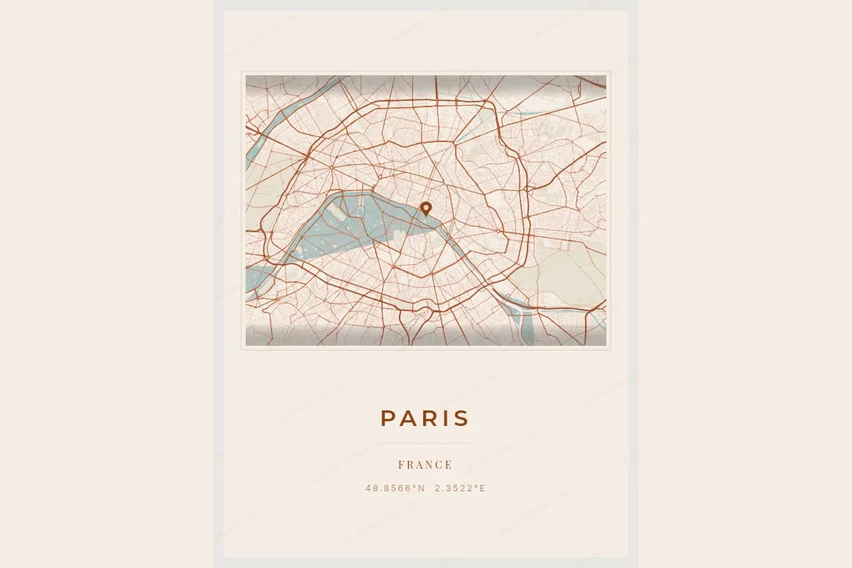 Poster de carte affiché dans un salon élégant