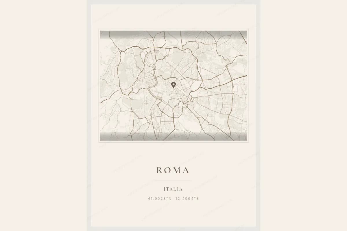 Poster de carte montrant les différentes tailles disponibles