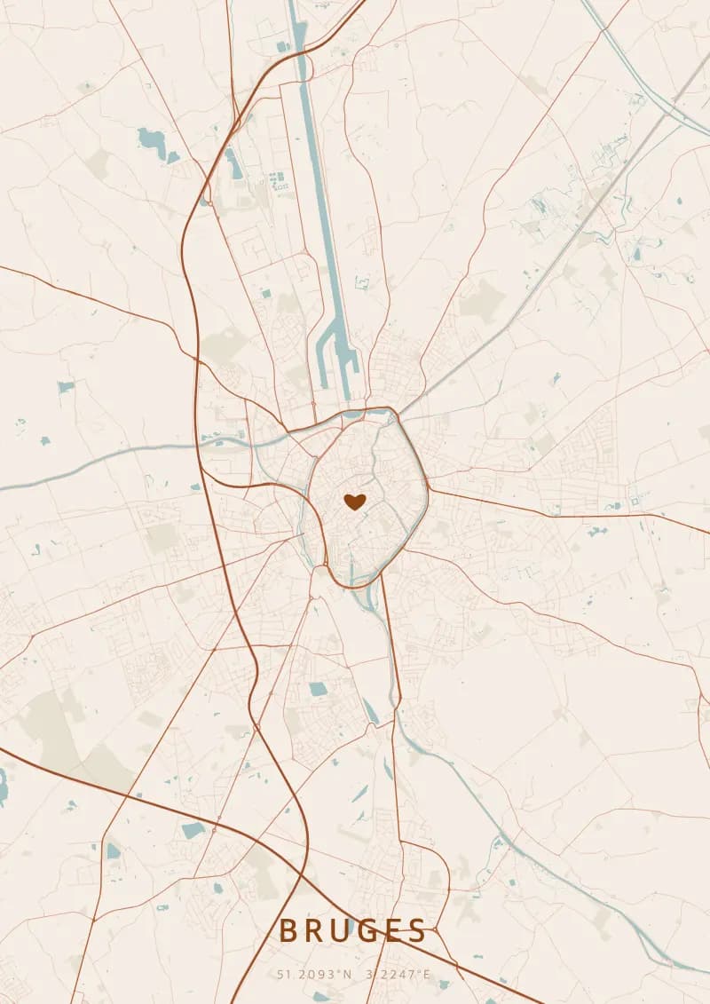 Póster de mapa personalizado de Brujas — Brujas