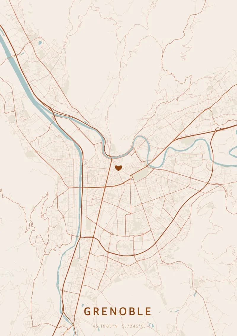 Poster de carte personnalisé de Grenoble — Grenoble