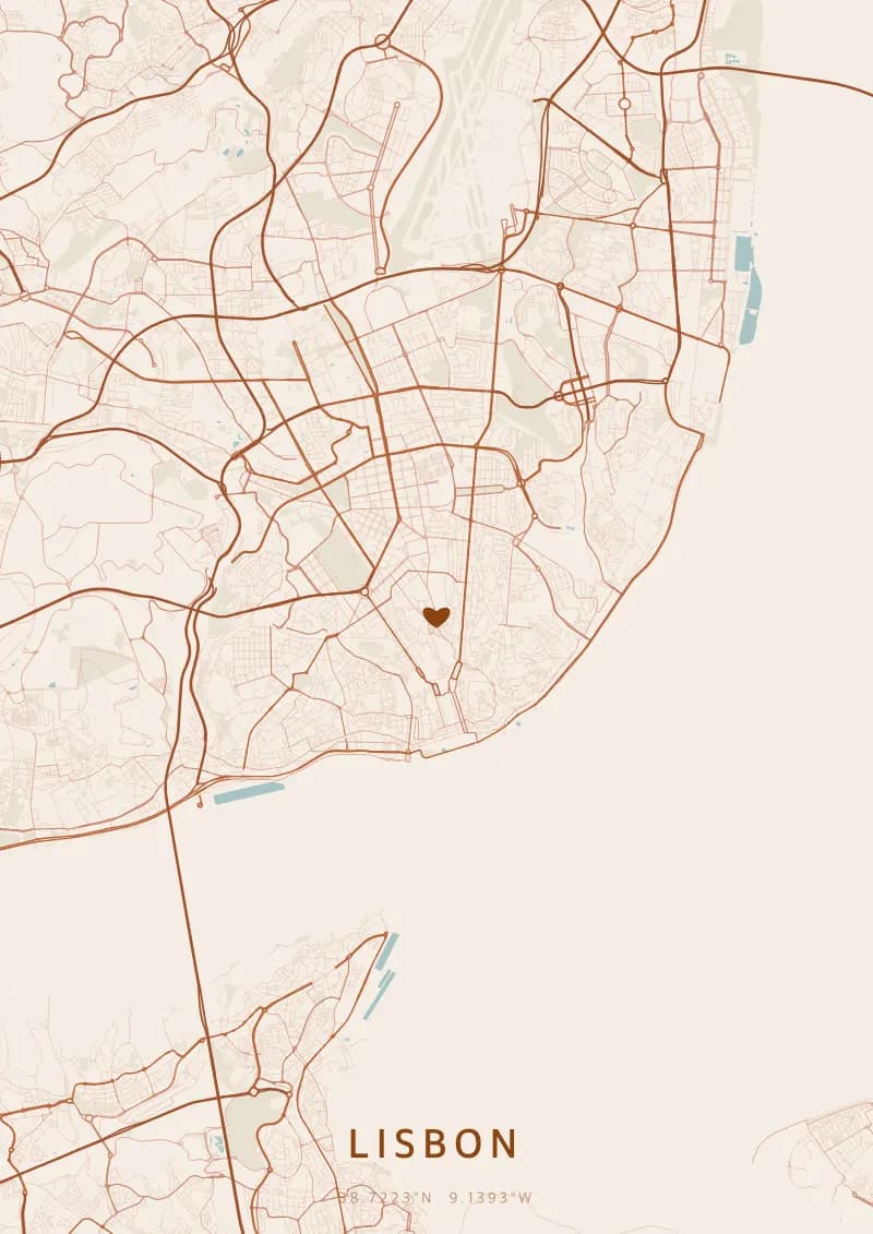 Póster de mapa personalizado de Lisboa — Lisboa