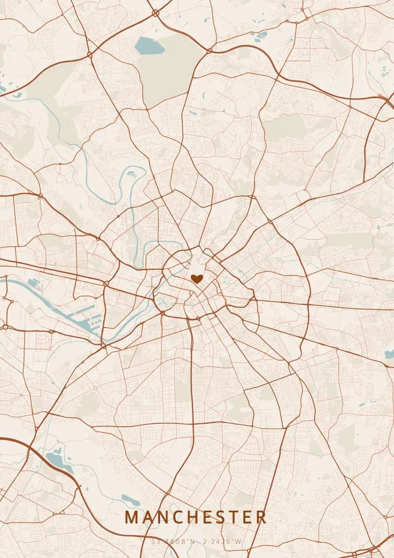 Personalized City Map Poster of Manchester — Manchester