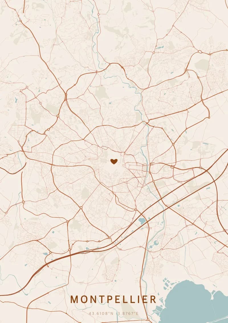 Poster de carte personnalisé de Montpellier — Montpellier