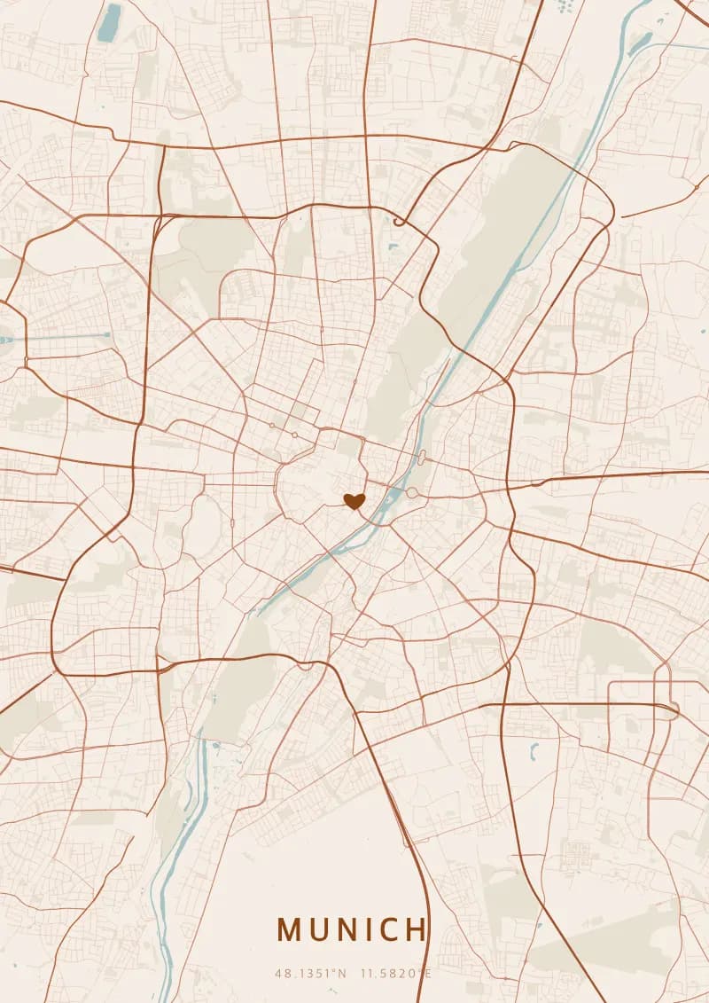 Poster mappa personalizzato di Monaco di Baviera — Munich