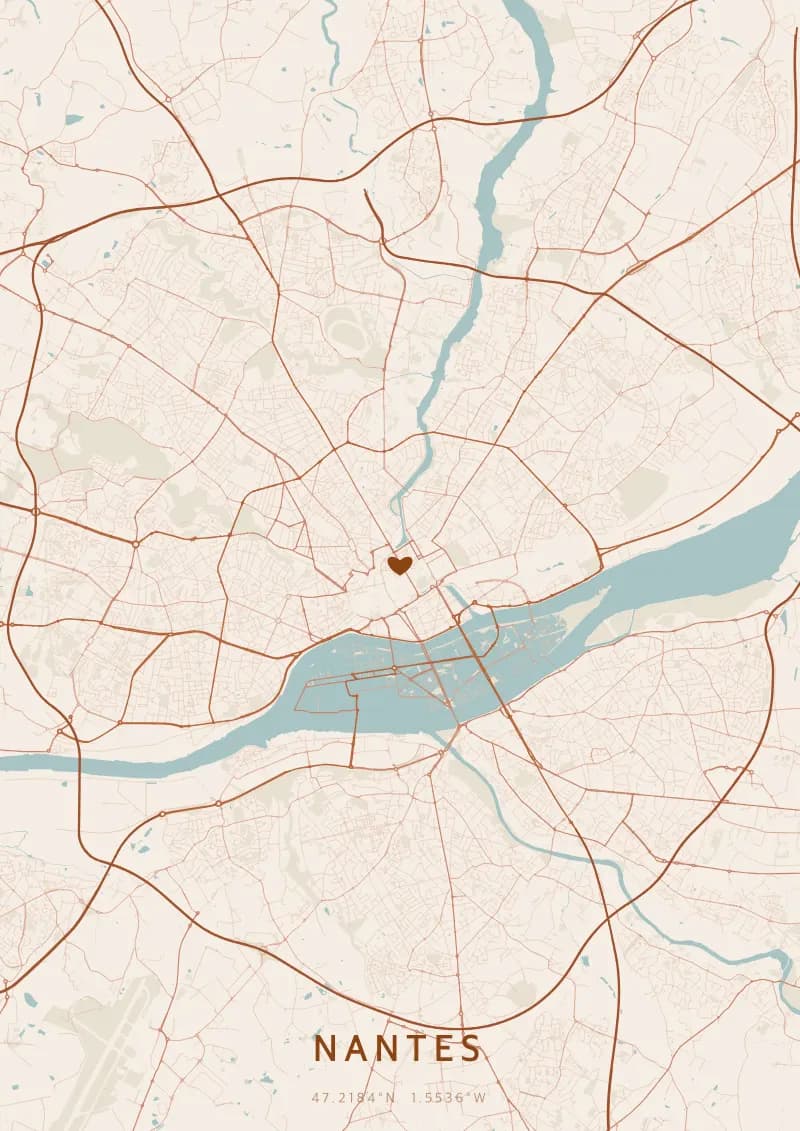 Poster de carte personnalisé de Nantes — Nantes
