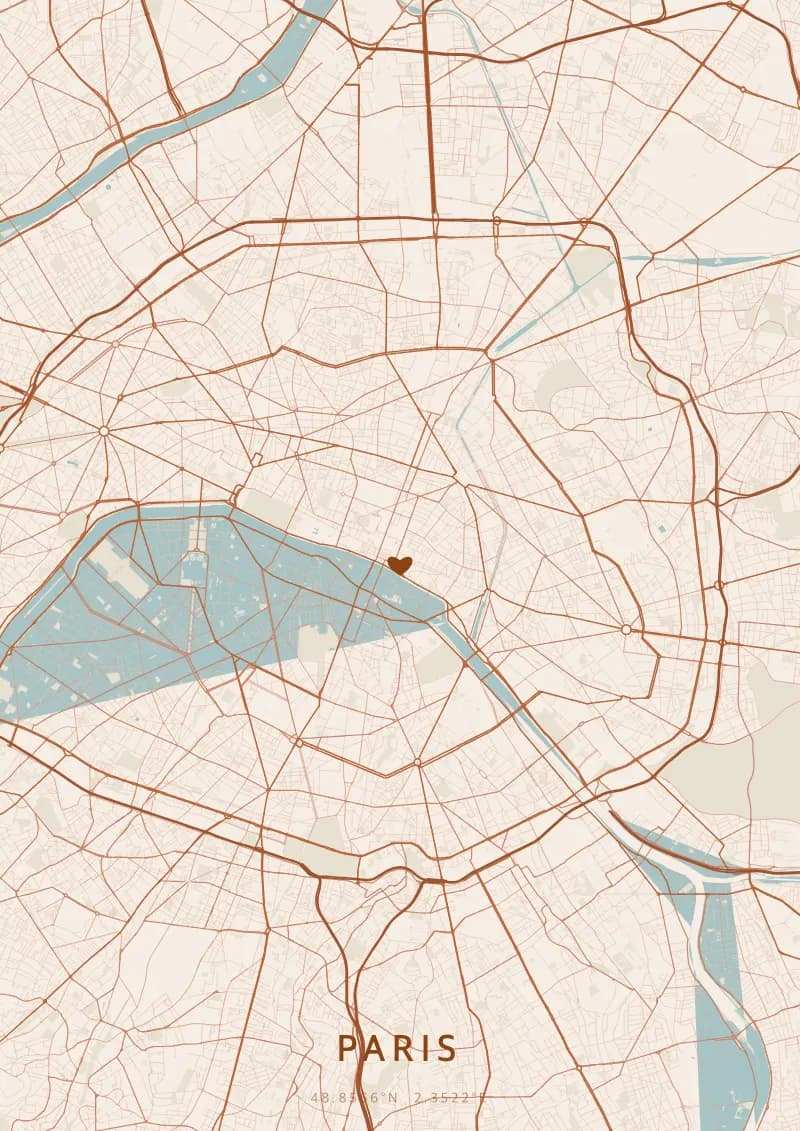 Poster de carte personnalisé de Paris — Paris