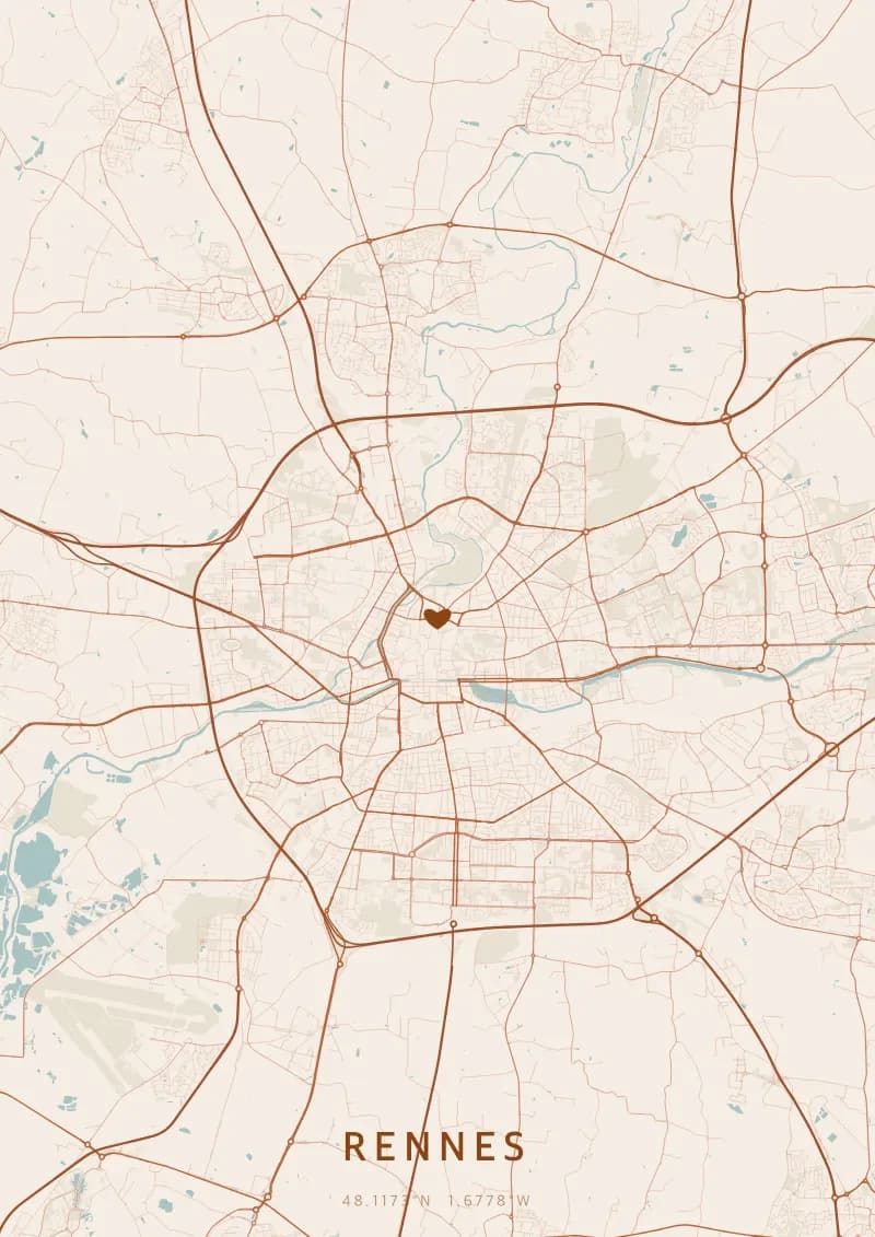 Poster de carte personnalisé de Rennes — Rennes