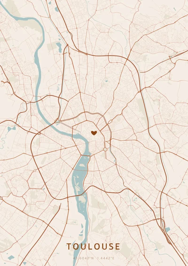 Poster de carte personnalisé de Toulouse — Toulouse