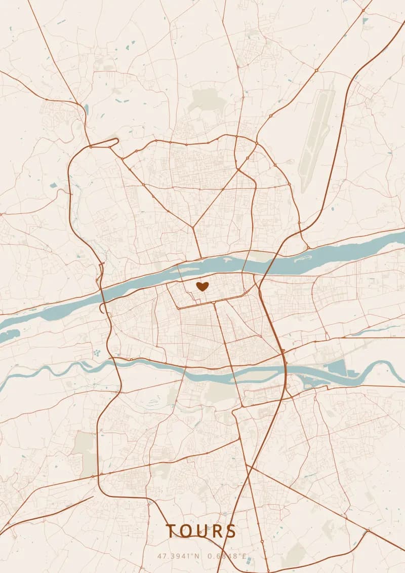 Póster de mapa personalizado de Tours — Tours