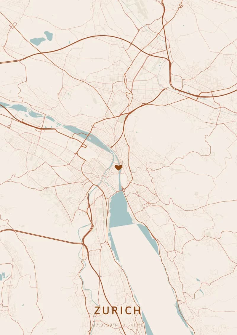Personalized City Map Poster of Zurich — Zurich