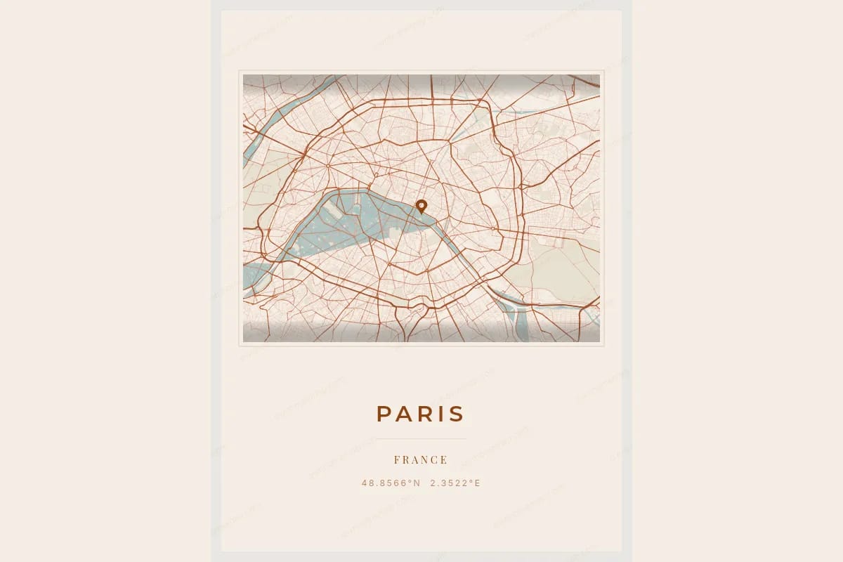 Poster de carte affiché dans un salon élégant