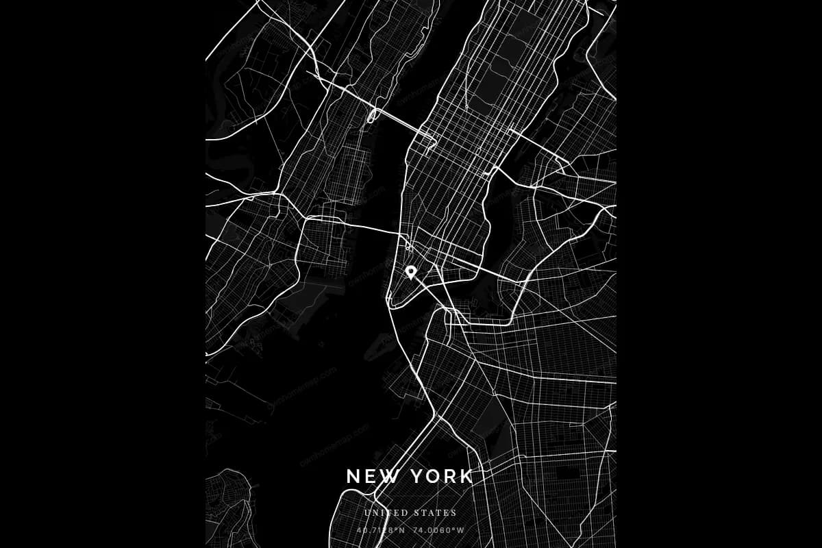 Poster de carte personnalisé de New York avec la grille de Manhattan