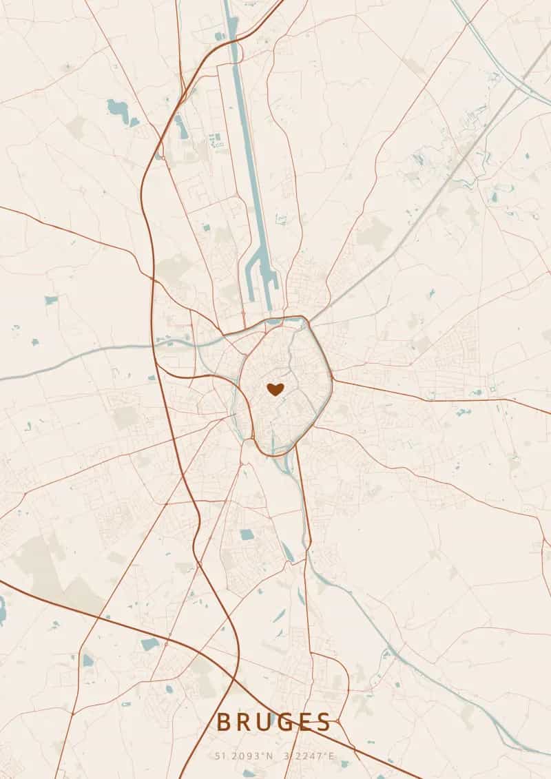 Póster de mapa personalizado de Brujas — Brujas
